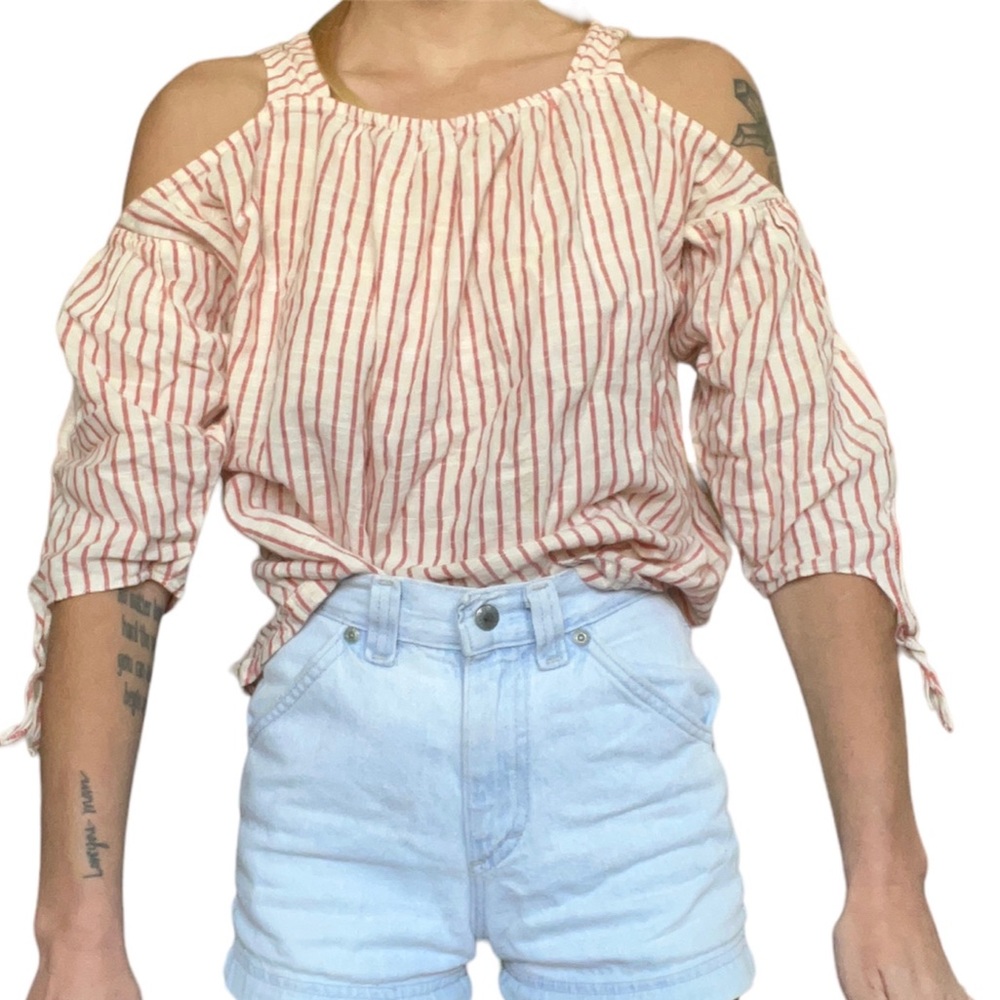Madewell 3/4 Sleeve Top With Exposed Shoulders